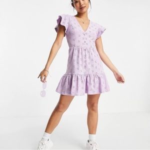 EUC Purple Eyelet Dress - Med Pet